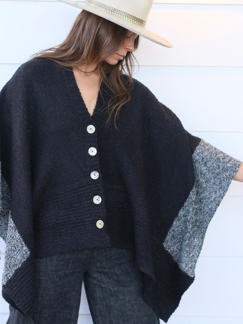 Color Block Poncho