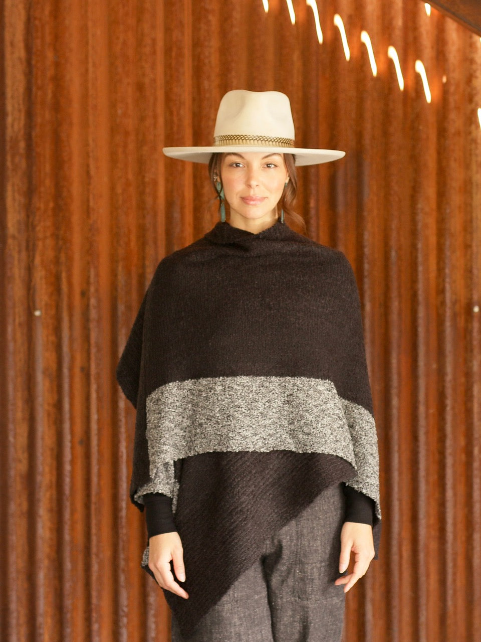 Color Block Poncho