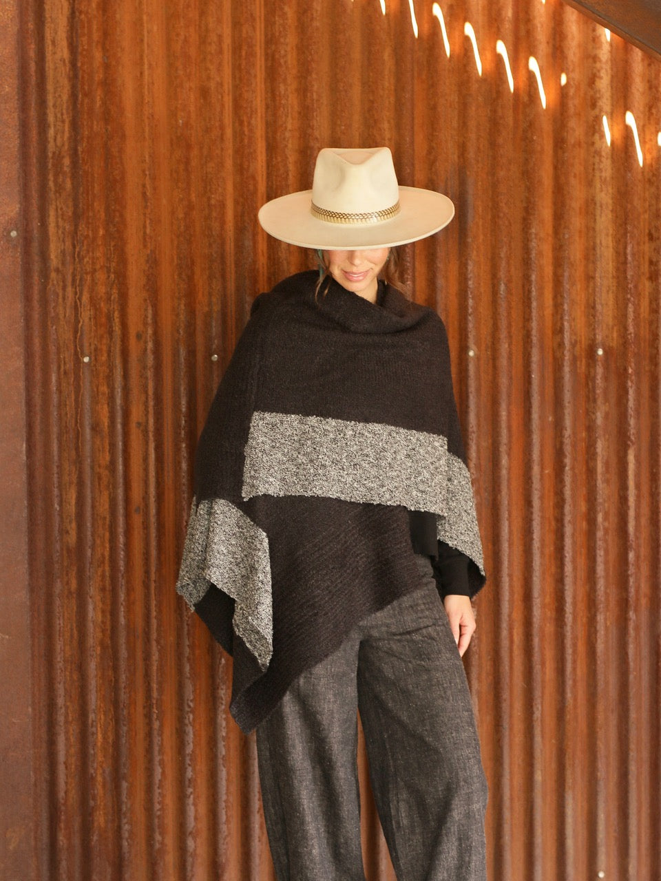 Color Block Poncho